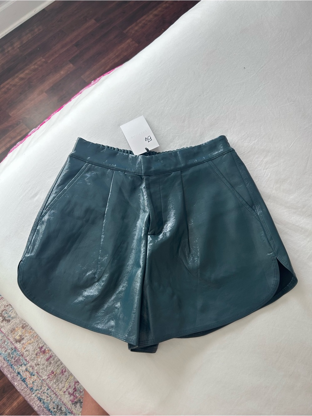 GREY LAB Teal Faux Leather High-Waist Women’s Shorts